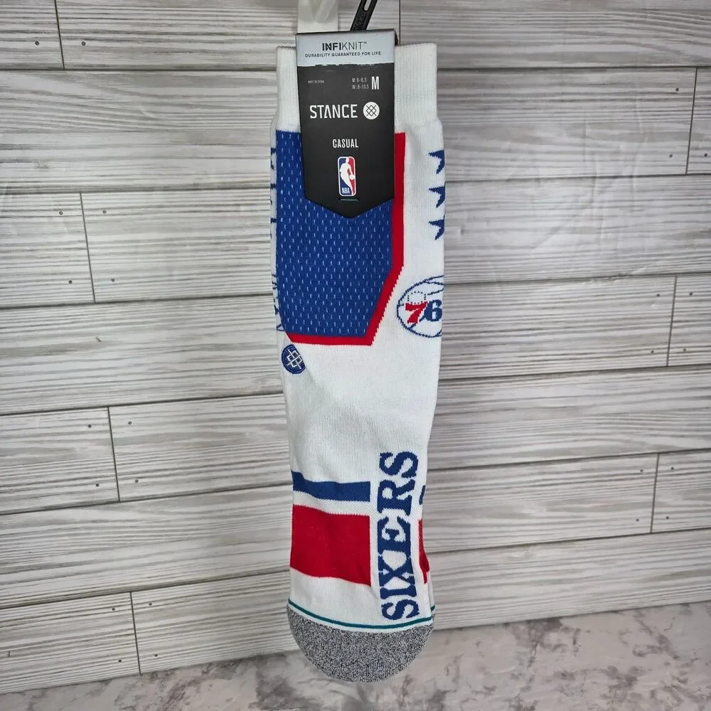 Stance Philadelphia 76ers Shortcut 2 Crew Socks Large Men's (6-8.5) Lebron NWT